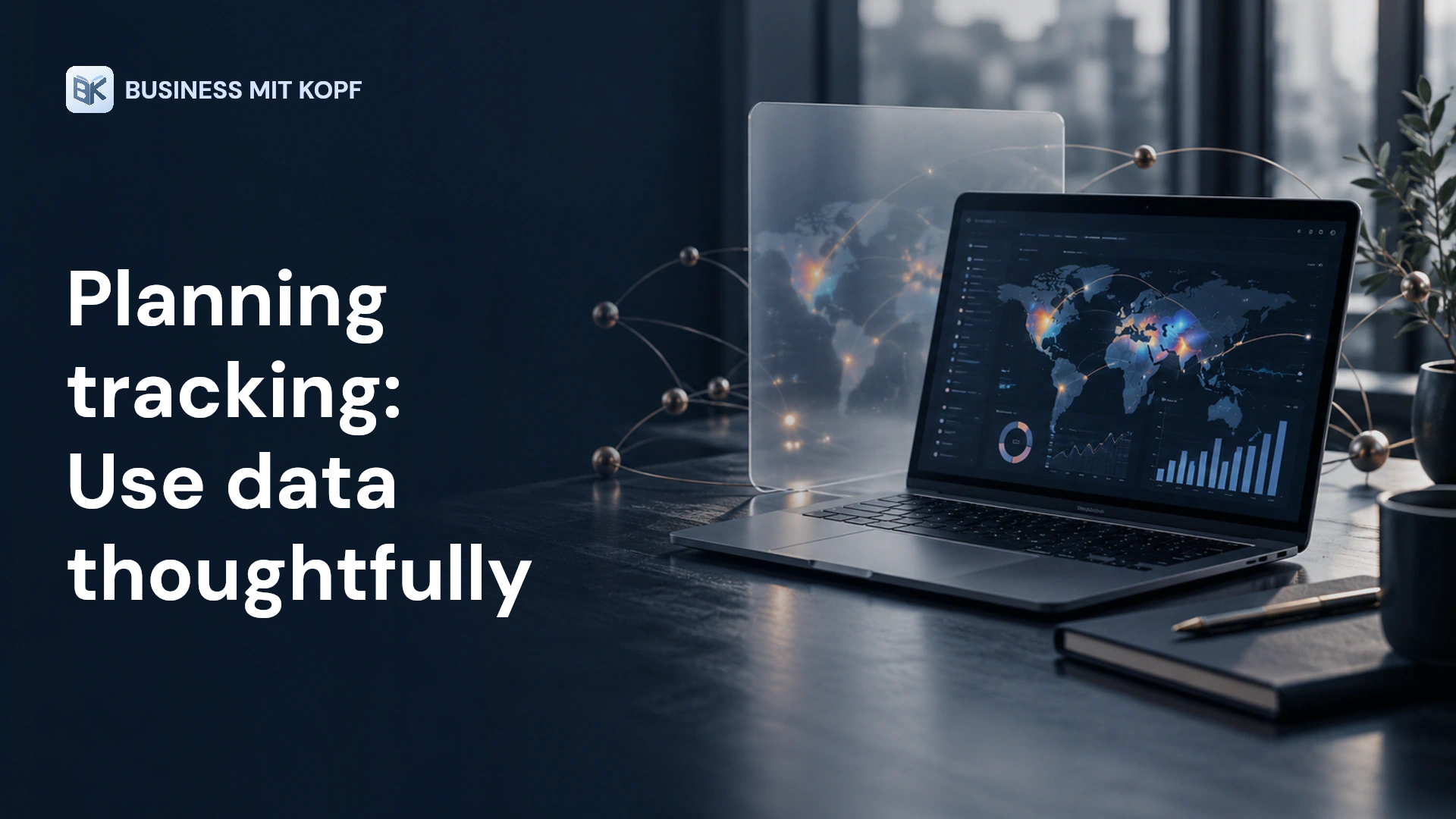 Analytics interface, heatmap and privacy shield. Title: Planning tracking: Use data thoughtfully.
