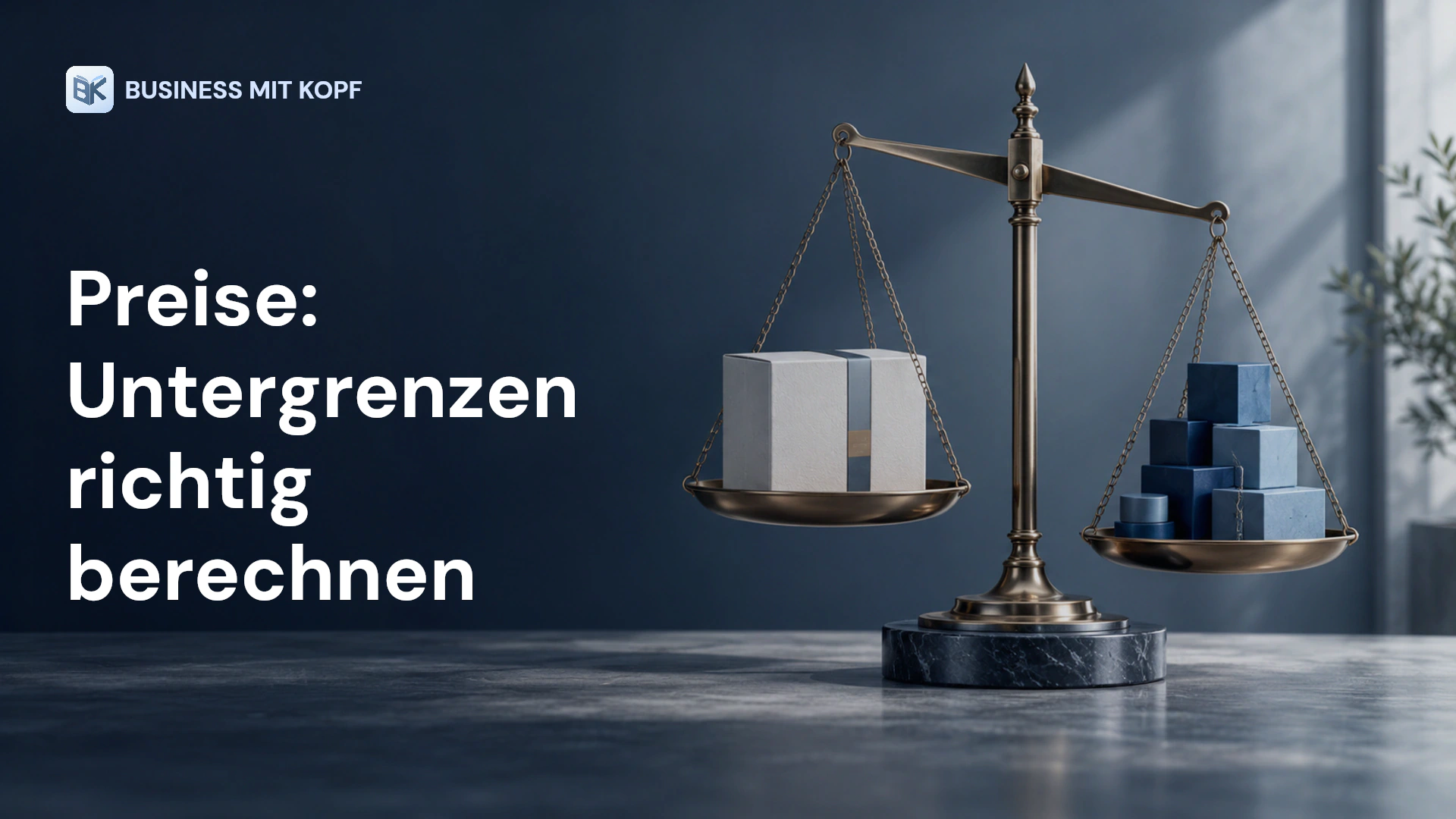 Waage, Produkt und Kostenblöcke. Titel: Preise: Untergrenzen richtig berechnen.
