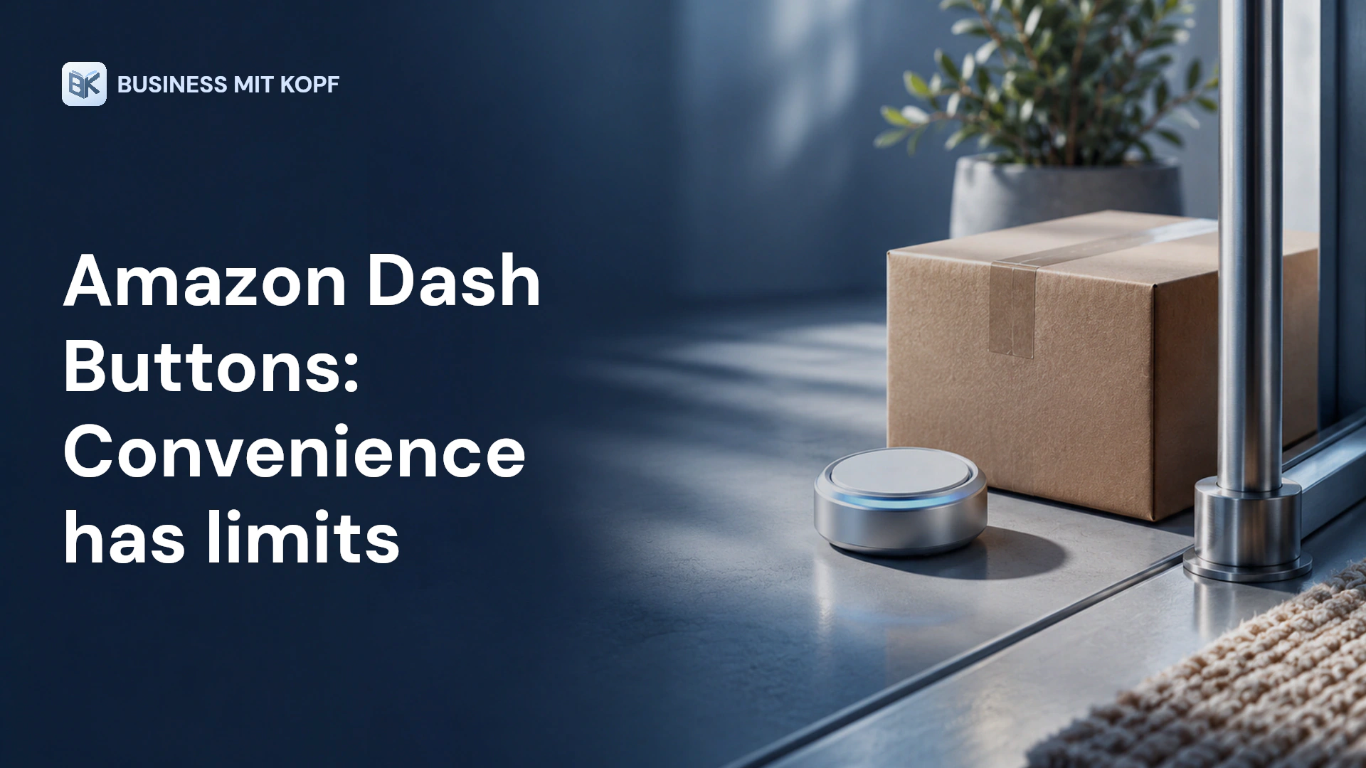 Order button, parcel and boundary marker. Title: Amazon Dash Buttons: Convenience has limits.